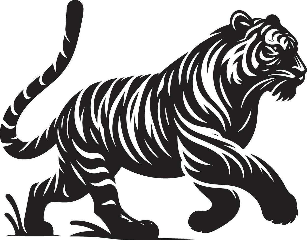 Tiger sketch art, Tiger line art illustration vector