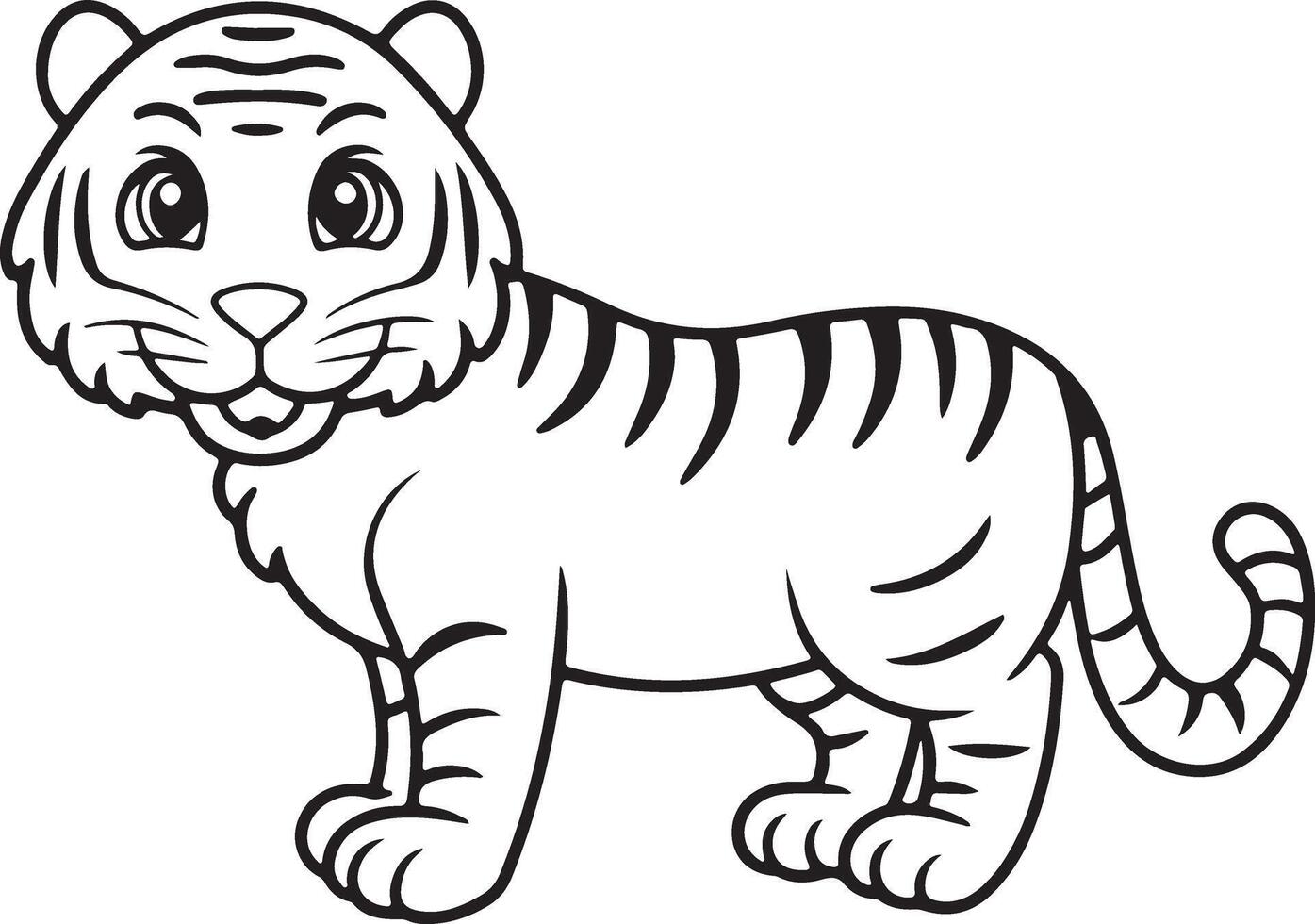 Tiger coloring page illustration colouring page for kids, dog coloring book vector