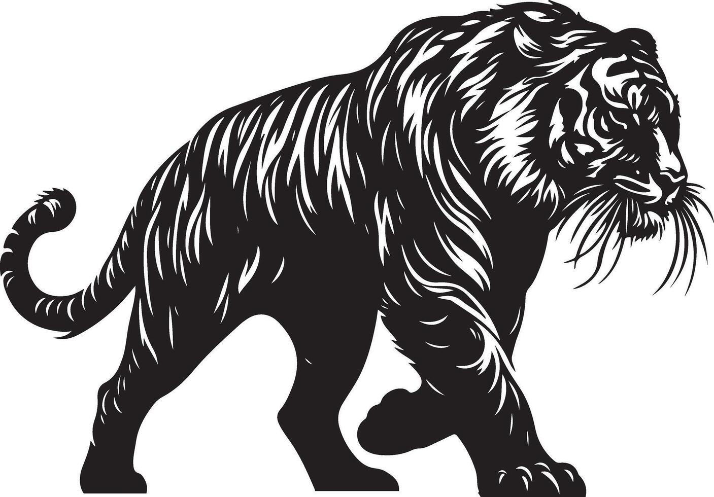 Tiger sketch art, Tiger line art illustration vector