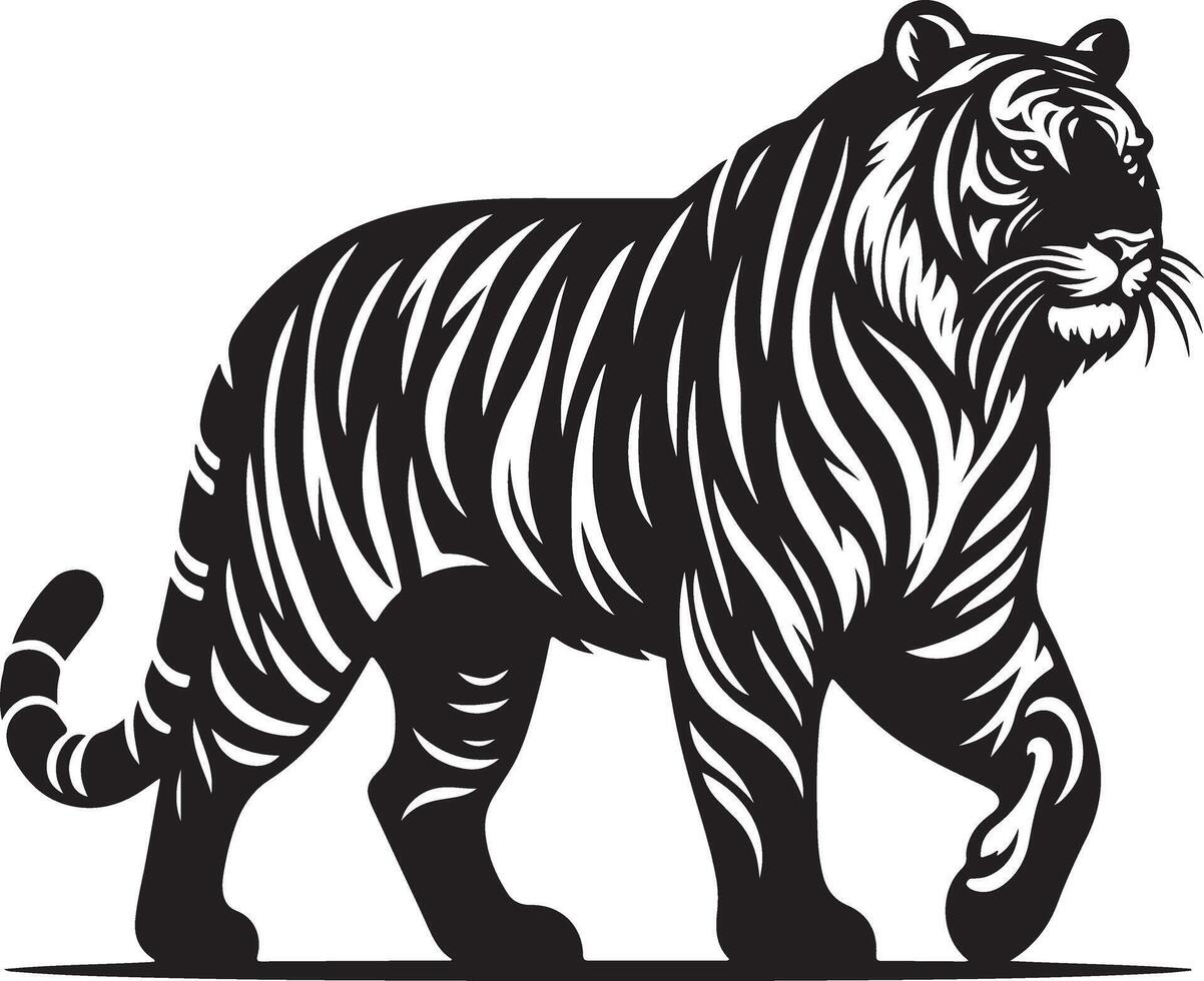 Tiger sketch art, Tiger line art illustration vector
