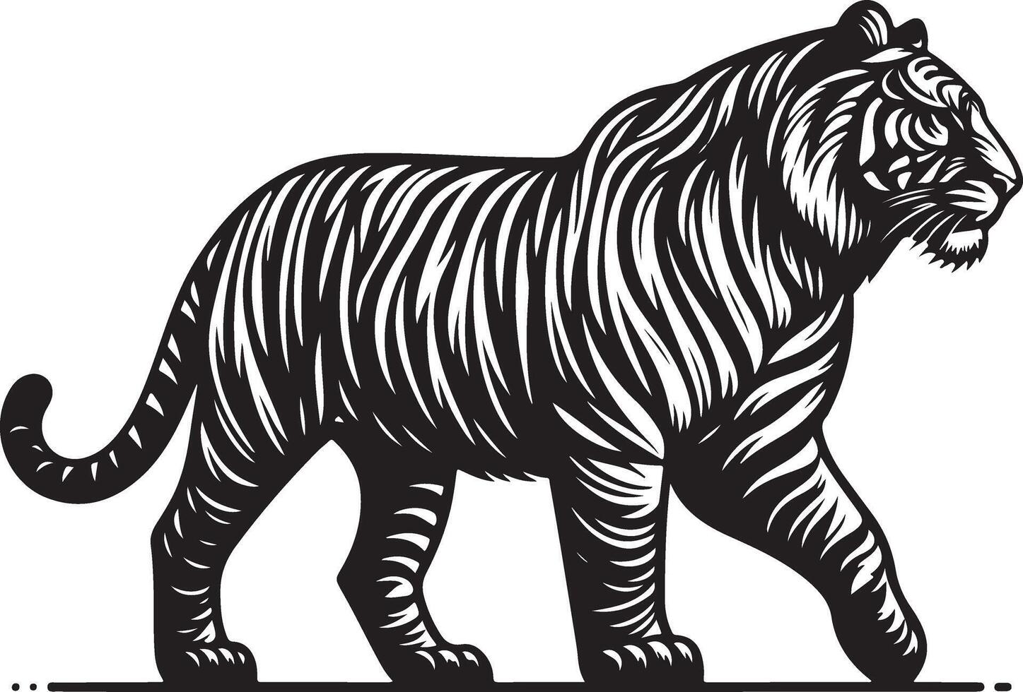 Tiger sketch art, Tiger line art illustration vector