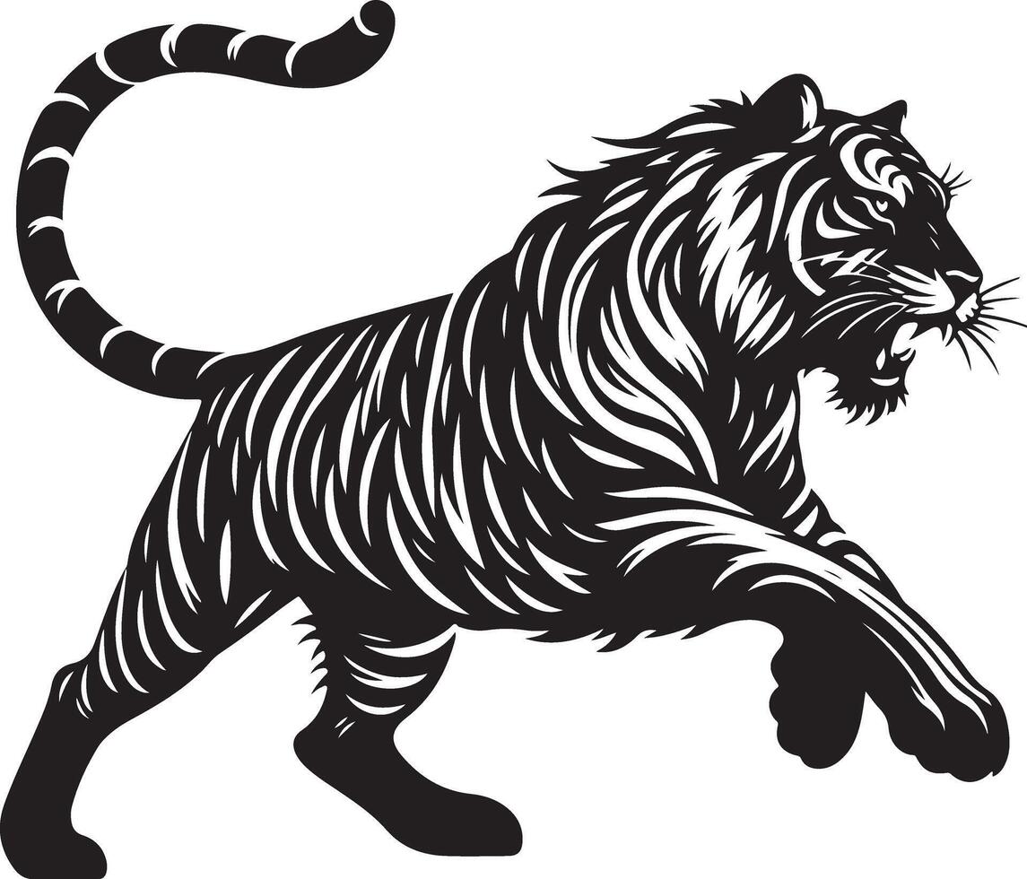 Tiger sketch art, Tiger line art illustration vector