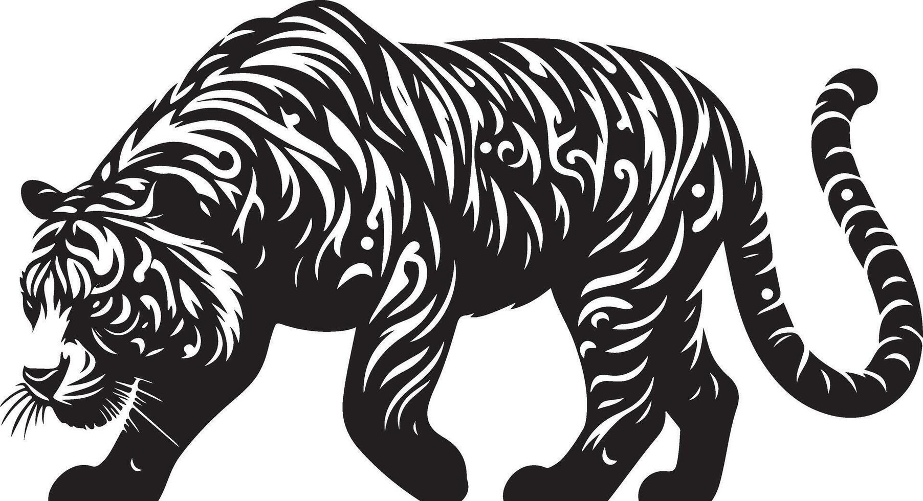 Tiger sketch art, Tiger line art illustration vector