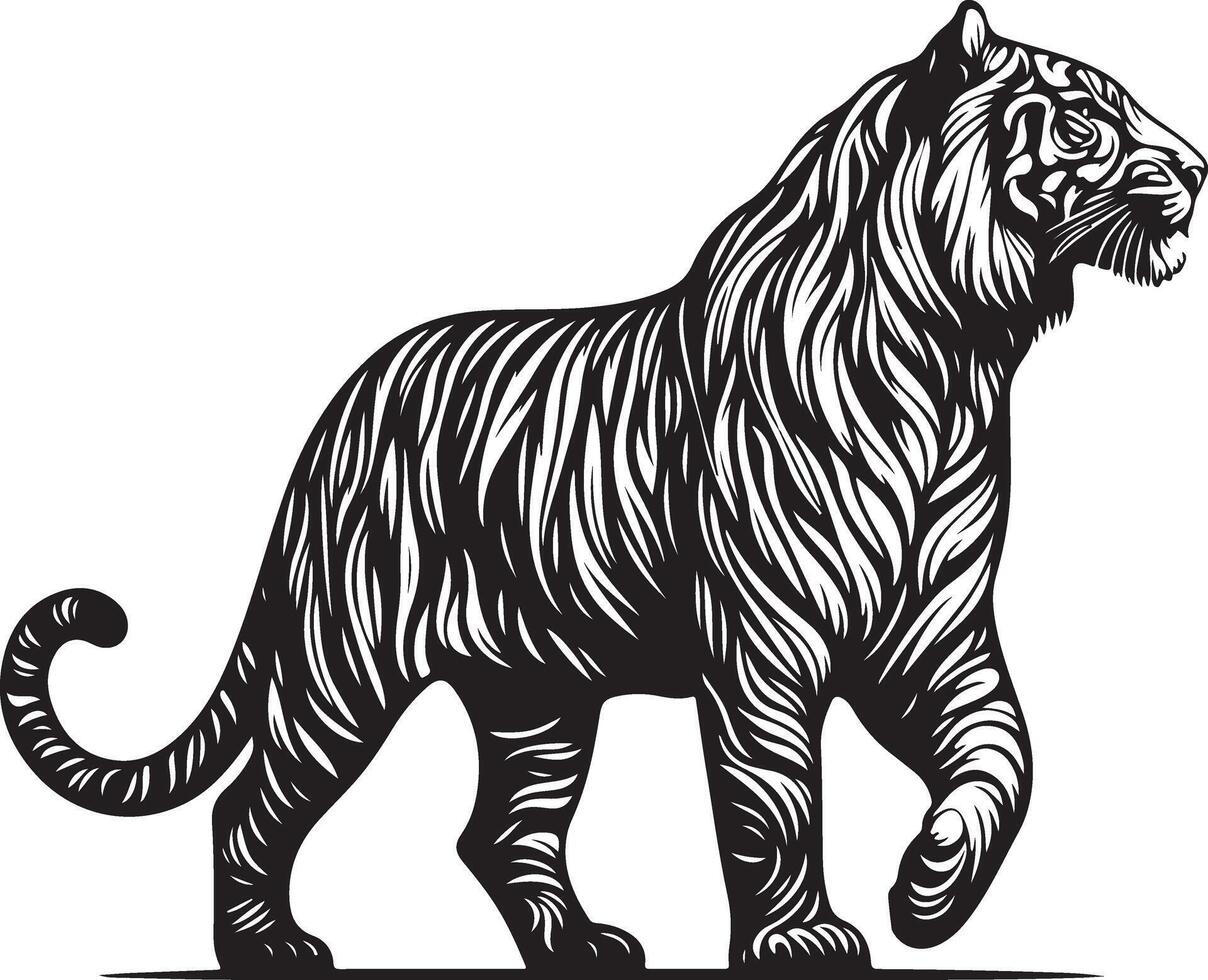 Tiger sketch art, Tiger line art illustration vector