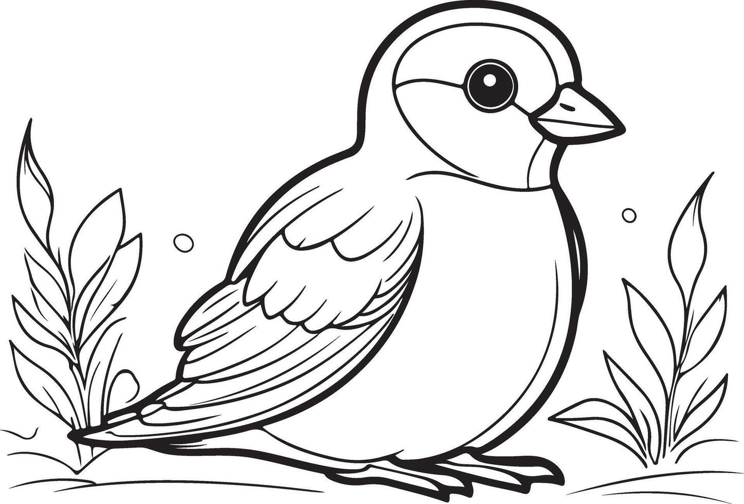Bird coloring book page illustration Hand drawn coloring book vector