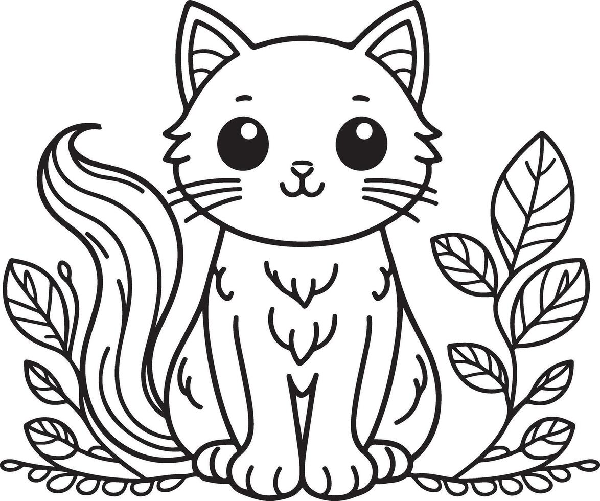 Cat coloring book page illustration colouring book vector
