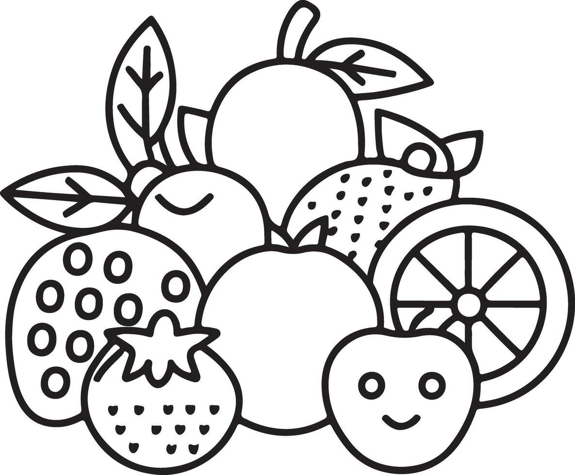 Fruits coloring page for kids colouring book page illustration vector
