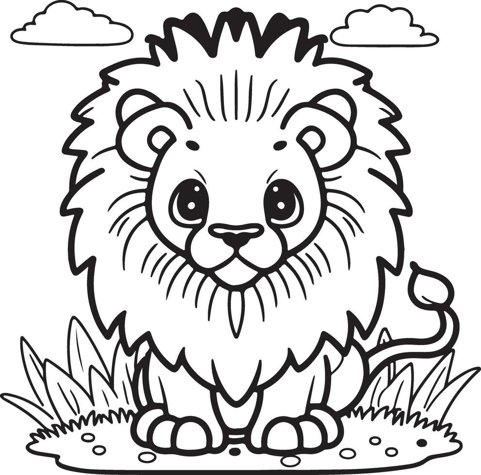 Lion coloring book page illustration colouring book vector
