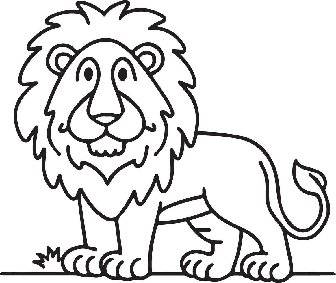Lion coloring book page illustration colouring book vector