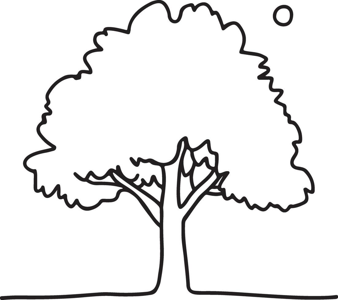 Tree coloring page illustration colouring page for kids, coloring book vector