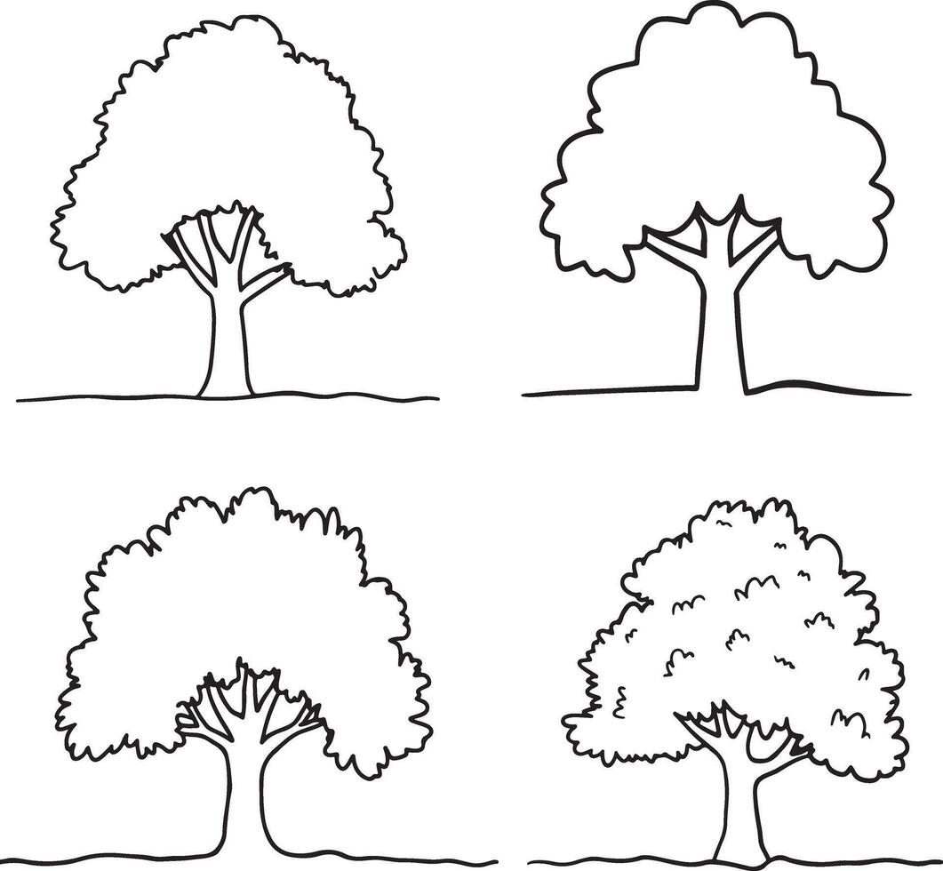 Tree coloring page illustration colouring page for kids, coloring book vector