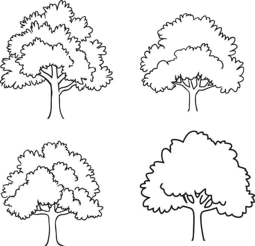 Tree coloring page illustration colouring page for kids, coloring book vector
