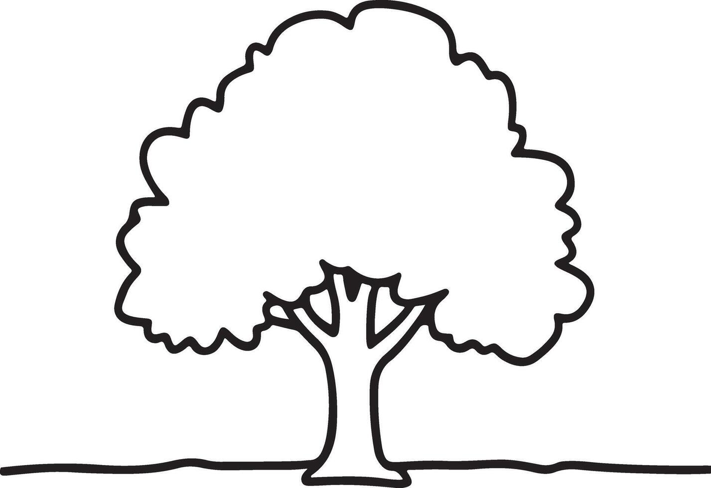 Tree coloring page illustration colouring page for kids, coloring
