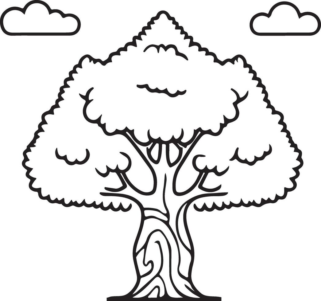 Tree coloring page illustration colouring page for kids, coloring book vector