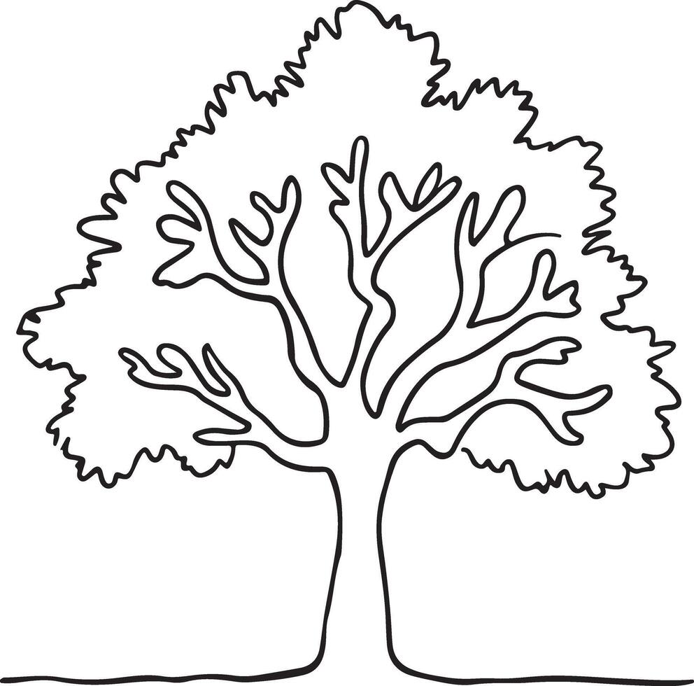 Tree coloring page illustration colouring page for kids, coloring book vector