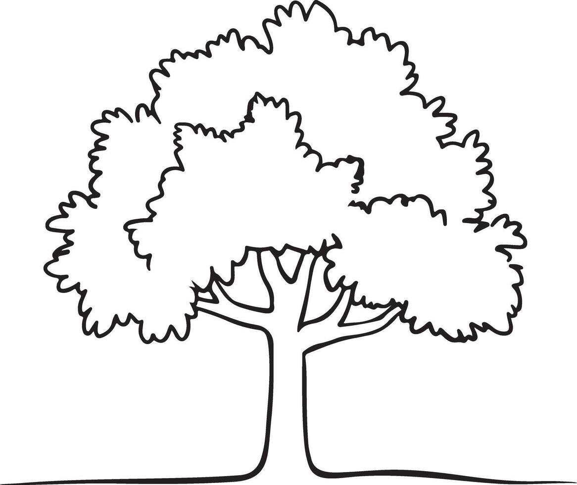 Tree coloring page illustration colouring page for kids, coloring book vector