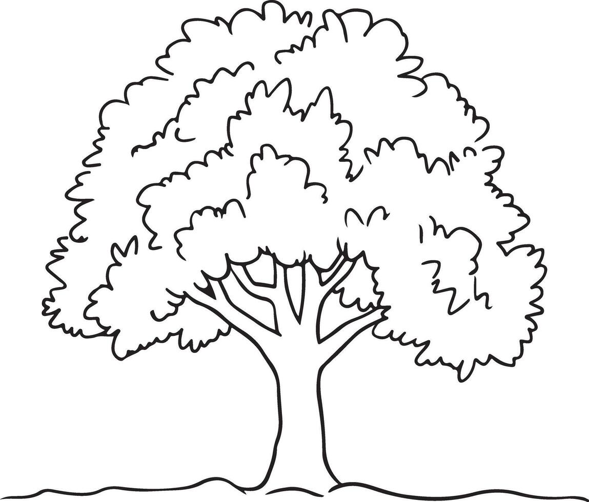 Tree coloring page illustration colouring page for kids, coloring book vector