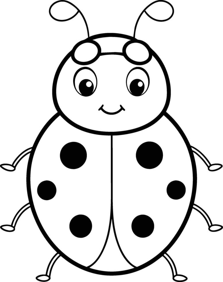 Lady bug black and white illustration for coloring book vector