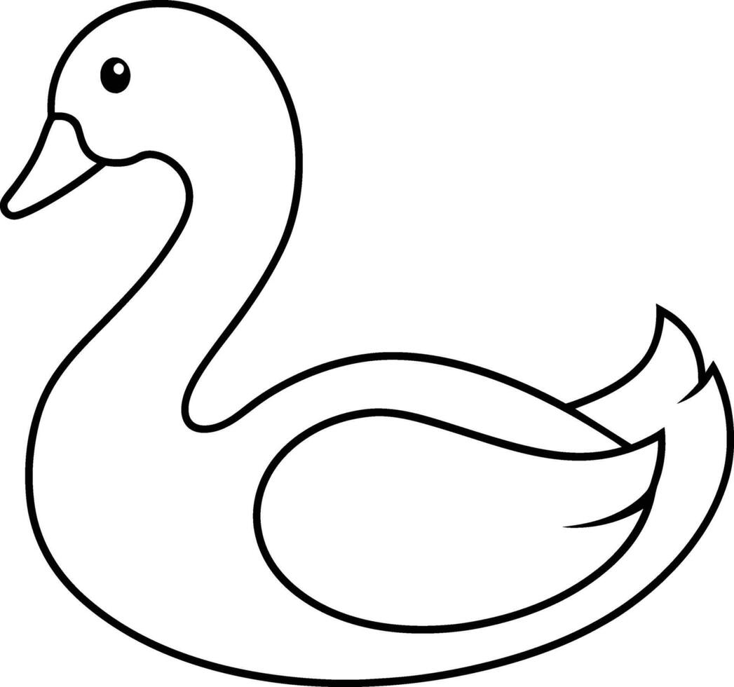 Cute swan black and white illustration for coloring book vector