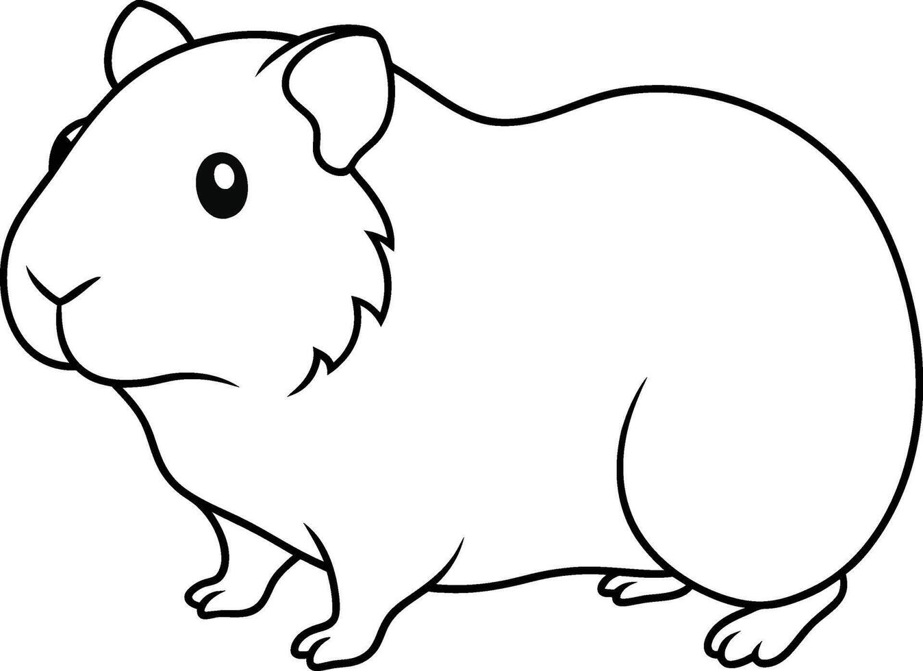Guinea Pig black and white illustration for coloring book vector