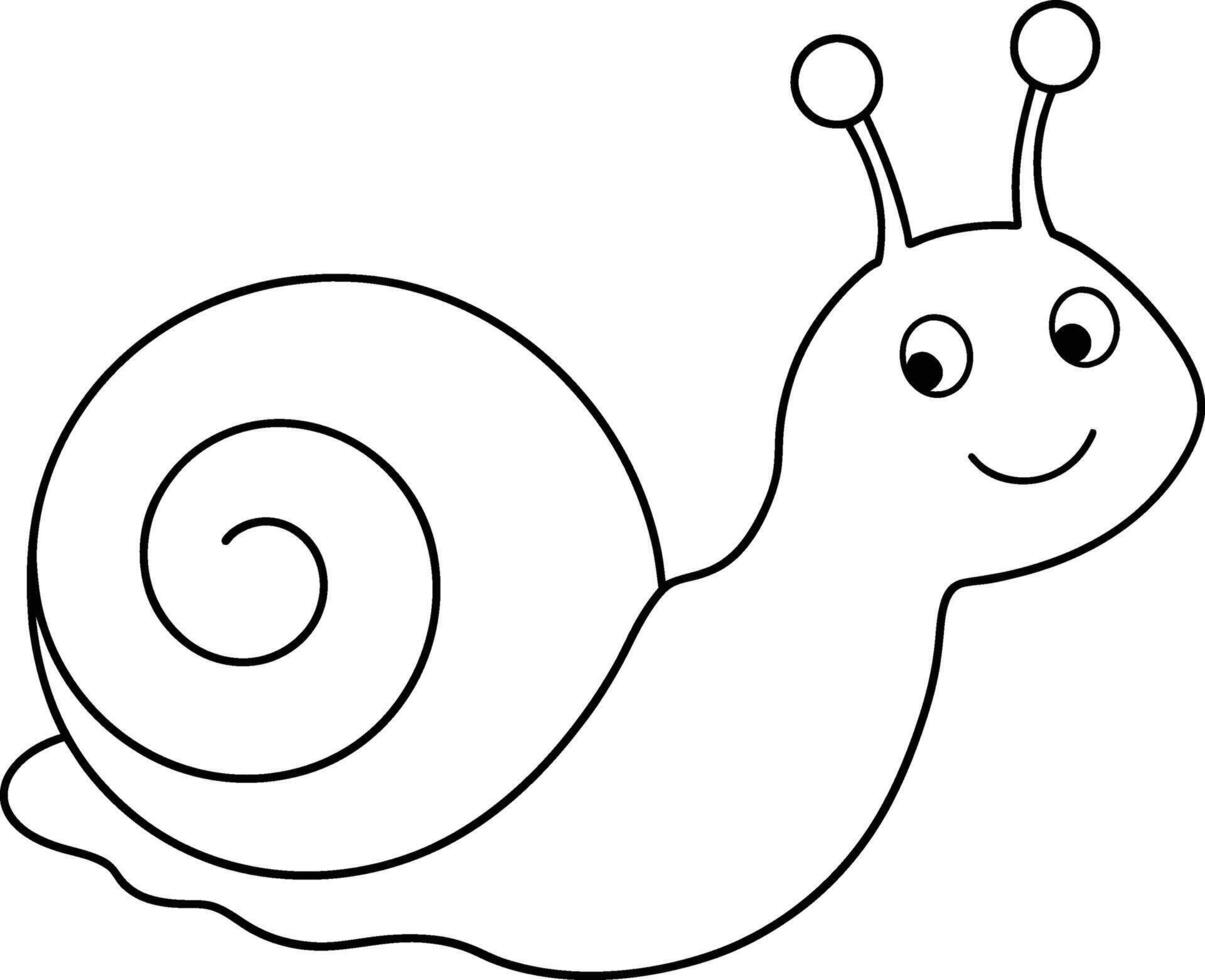 Snail black and white illustration for coloring book vector