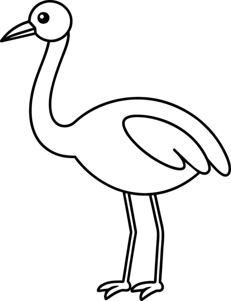 Flamingo Black and white outline coloring book or page for children vector