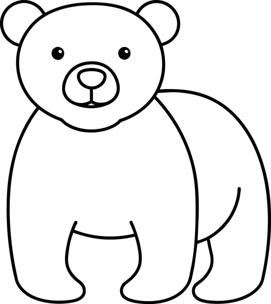 Bear Black and white outline coloring book or page for children vector