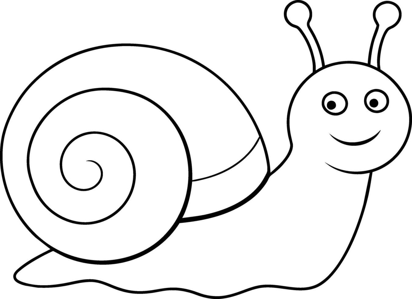 Cute Snail black and white illustration for coloring book vector