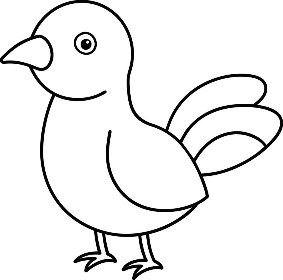 Easy to work bird Black and white outline coloring book or page for children vector
