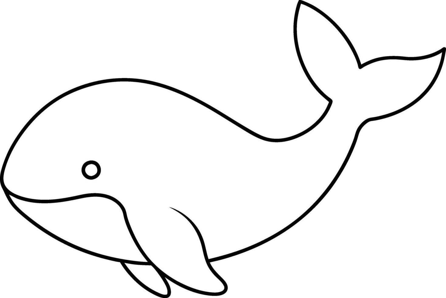 Whale Black and white outline coloring book or page for children vector