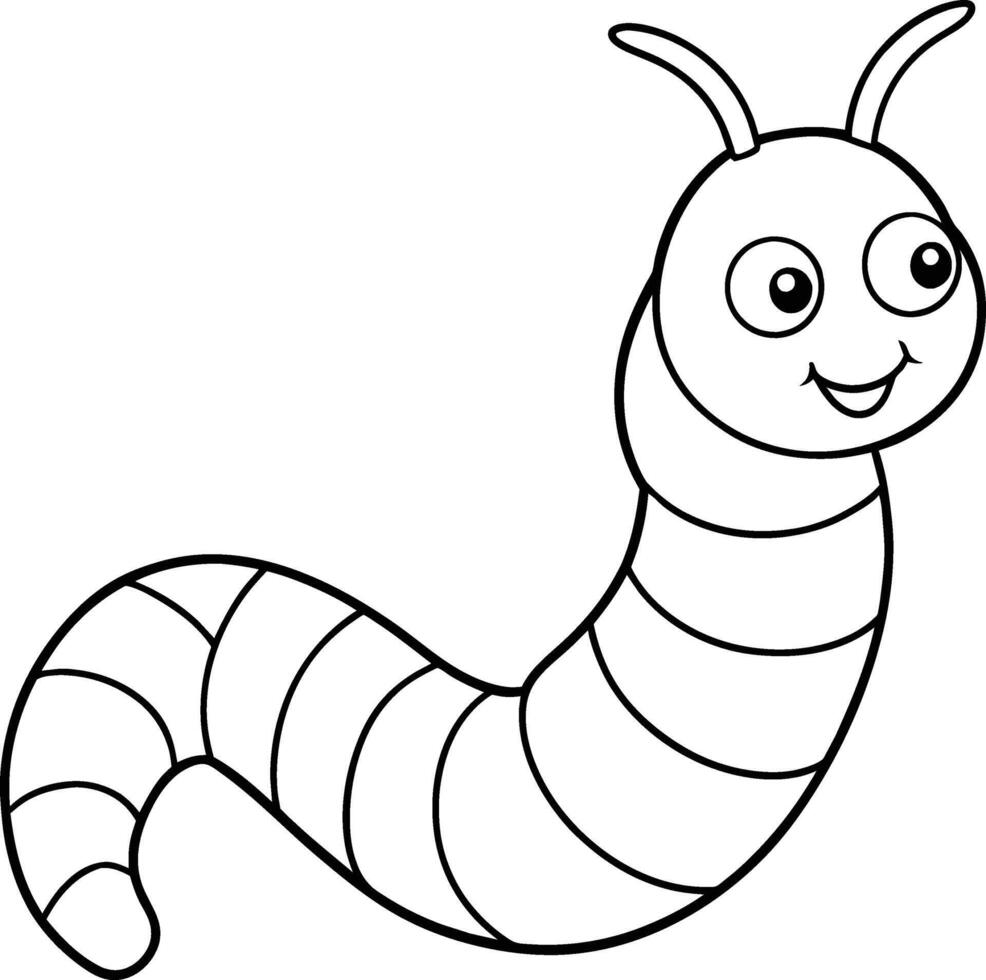 Worm black and white illustration for coloring book vector