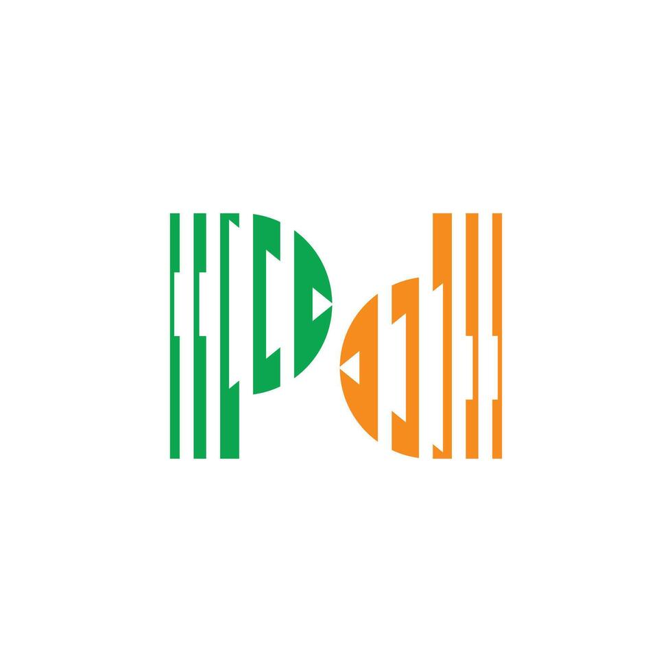 letter p d arrow dynamic colorful logo vector