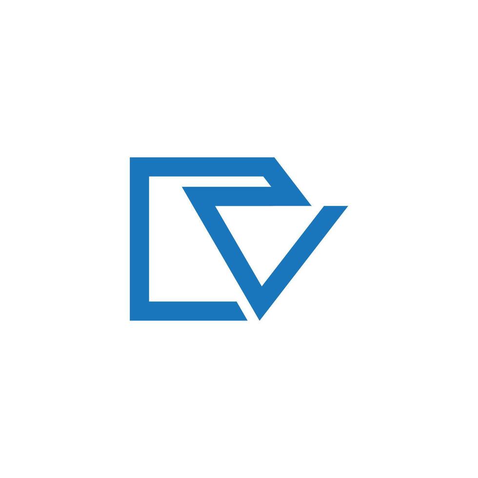 linked simple geometric triangle letter cv logo vector