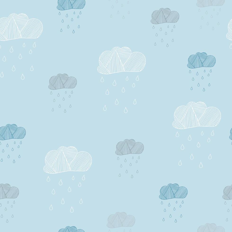 Clouds background. Seamless hand-drawn pattern. vector