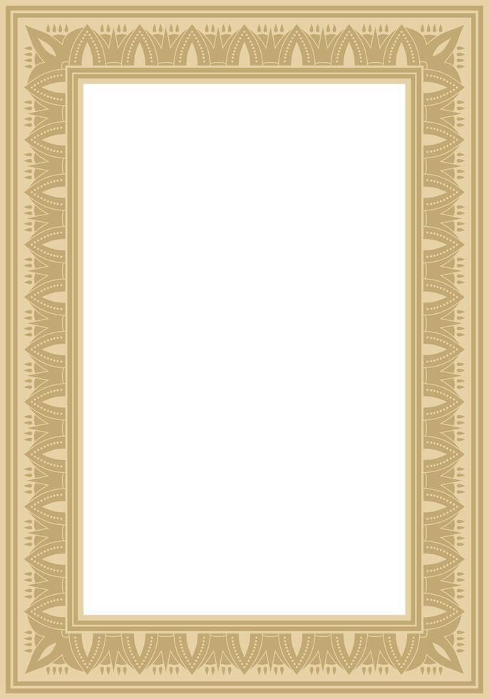 square golden Egyptian ornament. Endless border, ancient Egypt frame. vector