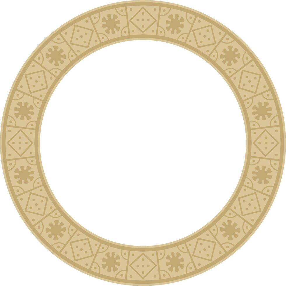 round gold border, frame, Pompeii ring. Circle Neopolitan ornament. Art of Ancient Rome. vector