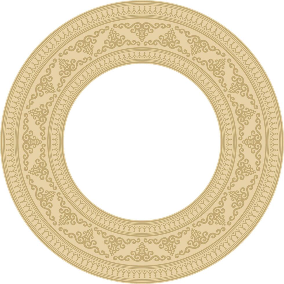 gold round Yakut ornament. Endless circle, border, frame of the northern peoples of the Far East. vector