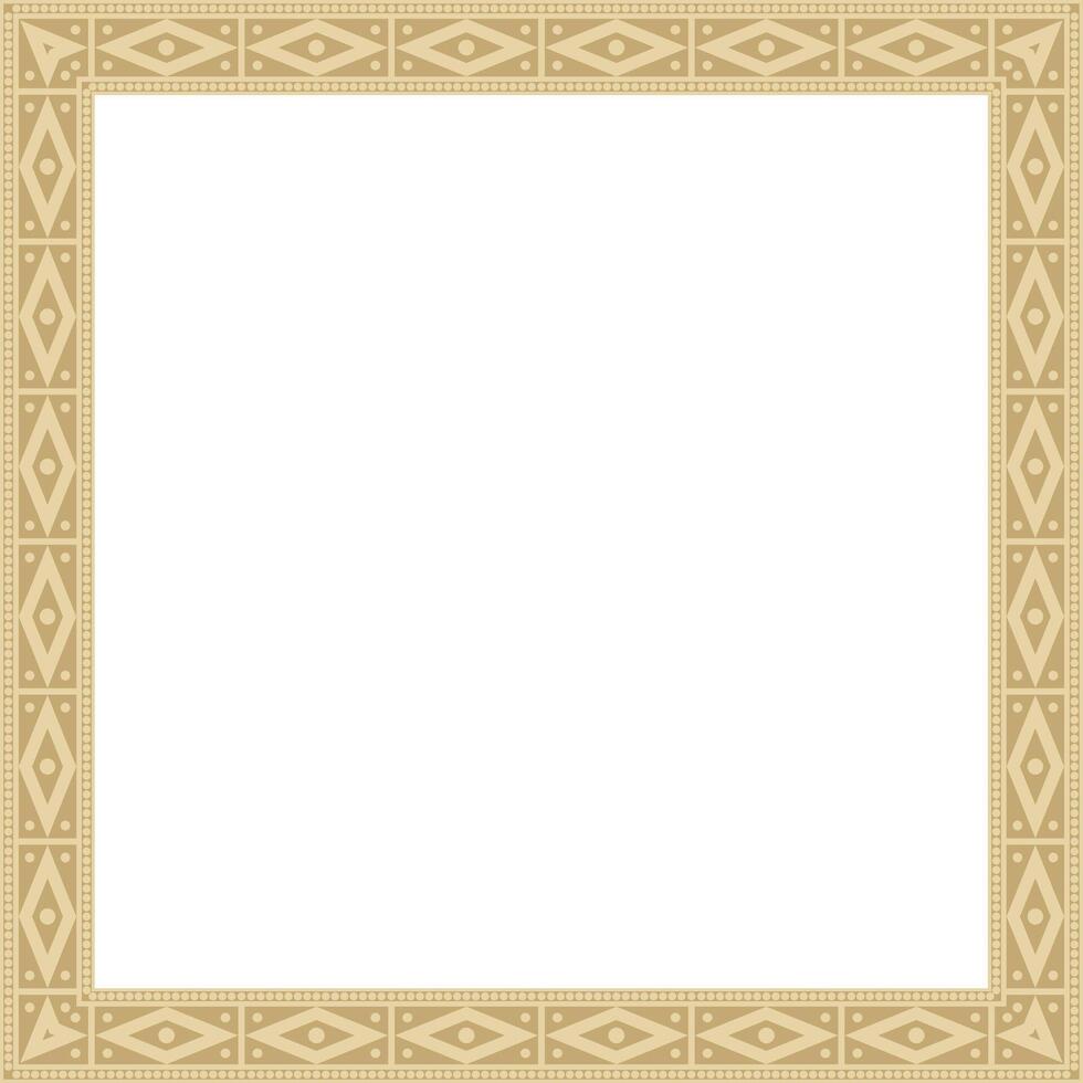 golden square national Indian patterns. National ethnic ornaments, borders, frames. colored decorations of the peoples of South America, Maya, Inca, Aztecs. vector