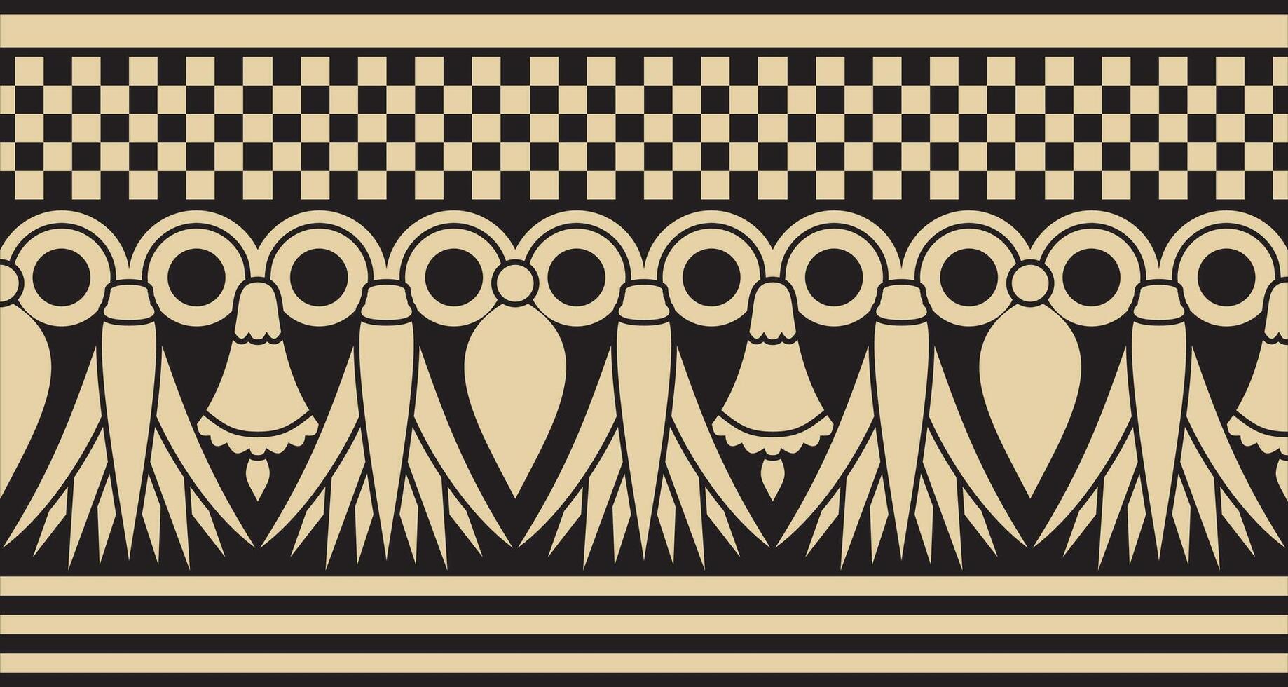 square golden Egyptian ornament. Endless border, ancient Egypt frame. vector