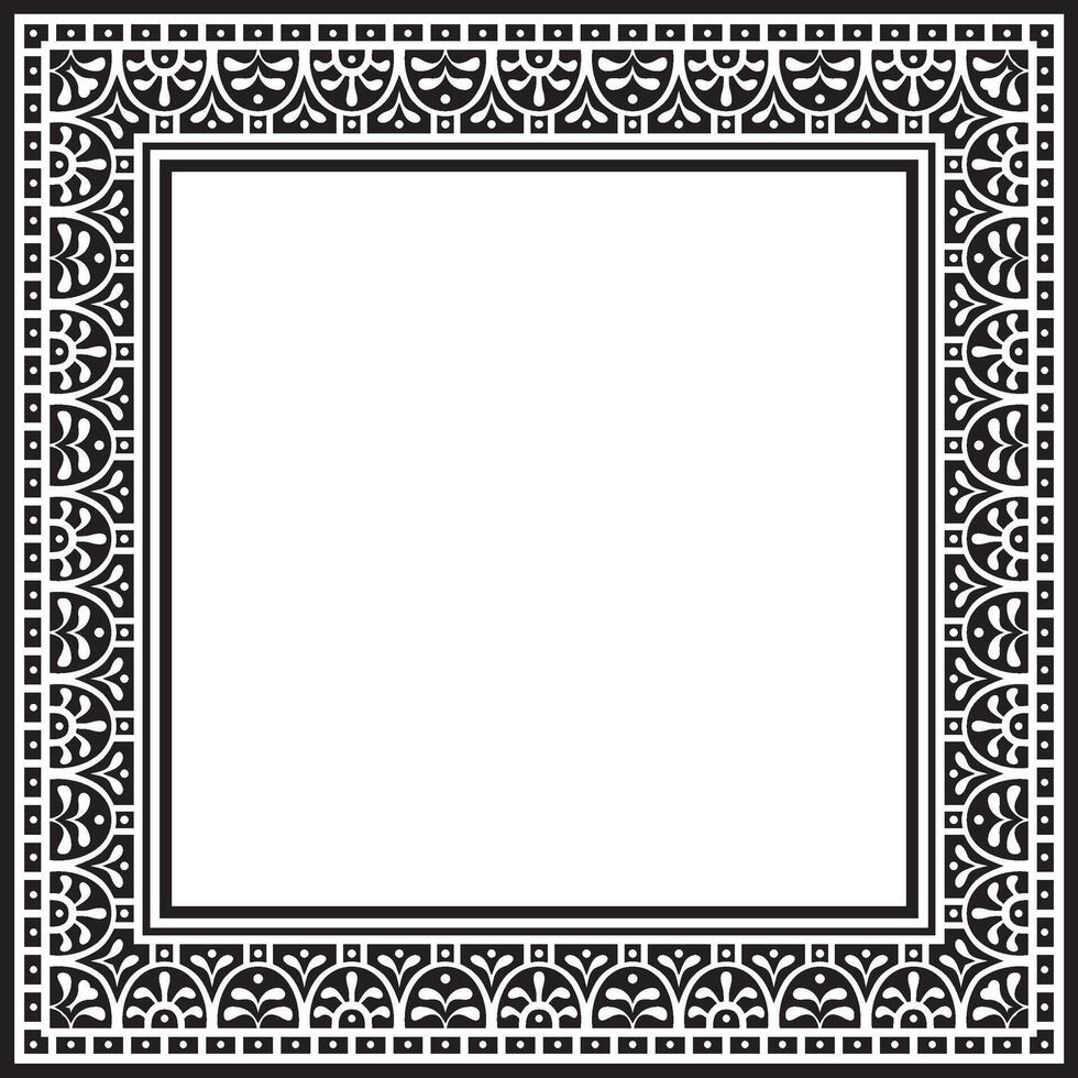 square black monochrome border, frame, Pompeii. Rectangle Neopolitan ornament. Art of Ancient Rome. Template for stained glass vector