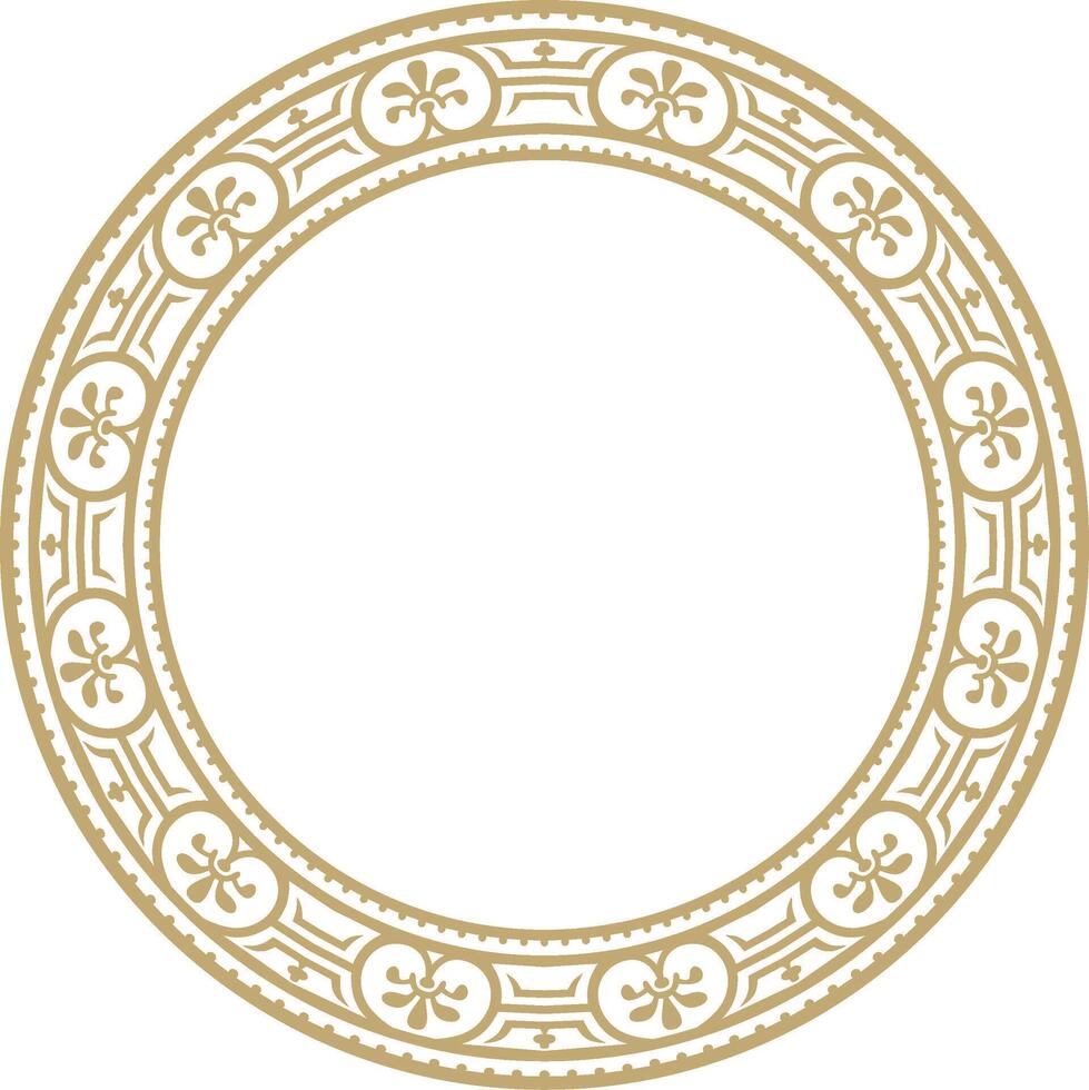round gold border, frame, Pompeii ring. Circle Neopolitan ornament. Art of Ancient Rome. vector