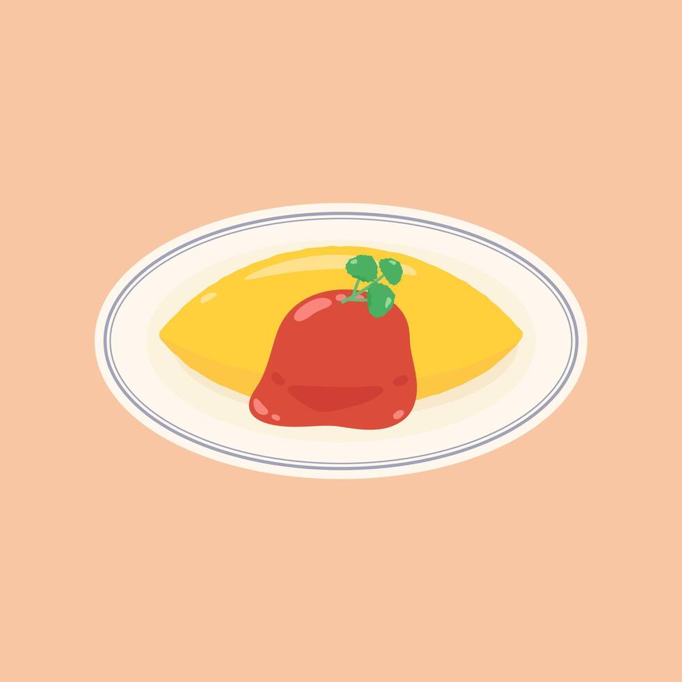 isolated japanese omurice vector