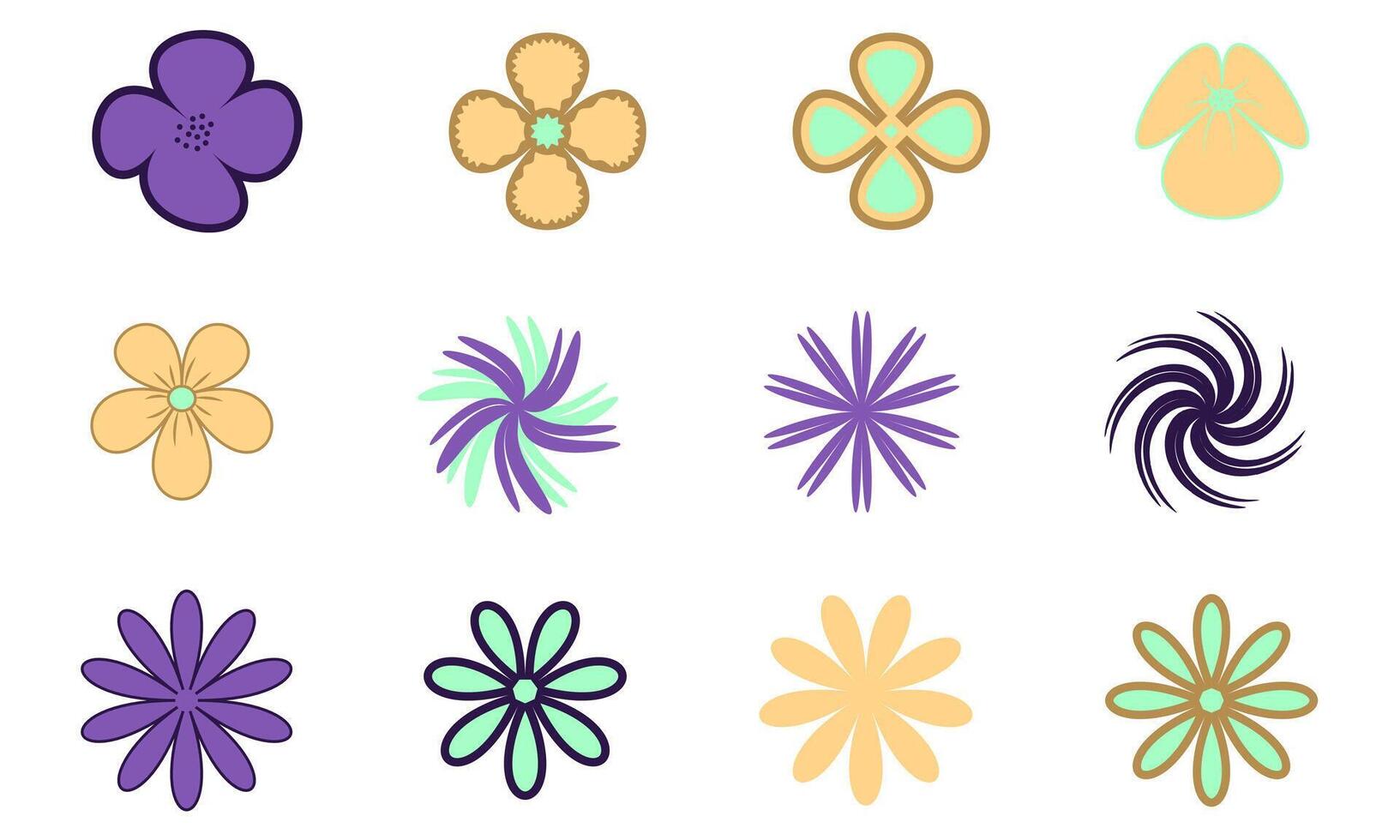 Abstract flowers, top view. Spring flora. Flat illustration on white background vector