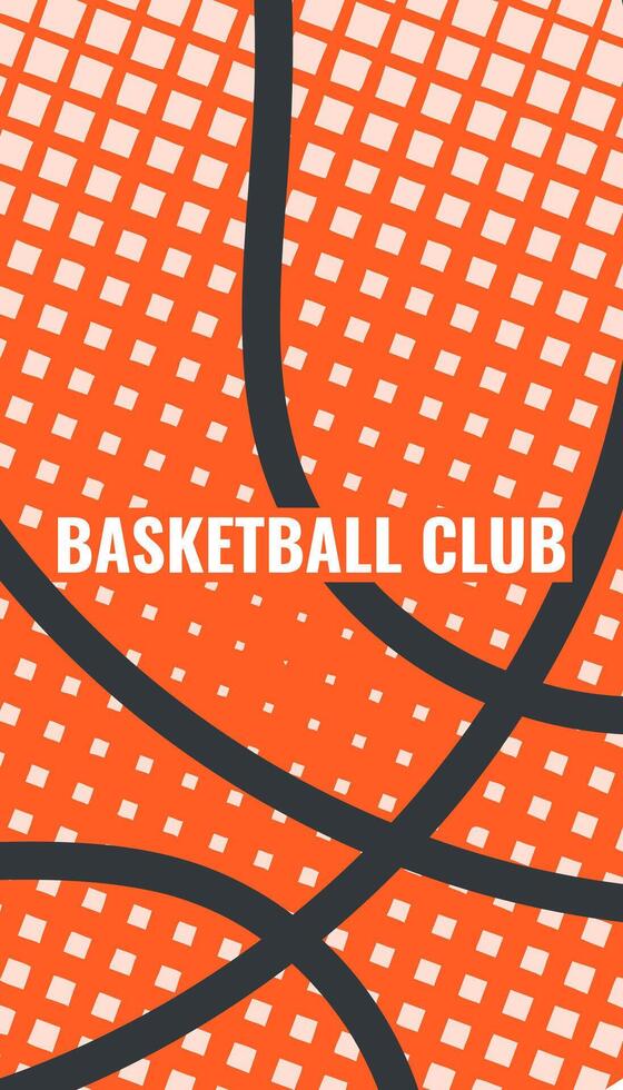 Basketball background design with ball and text. Colorful illustration for flyers, banners, web and print. Sport, team play concept. Flat modern illustration isolated. vector