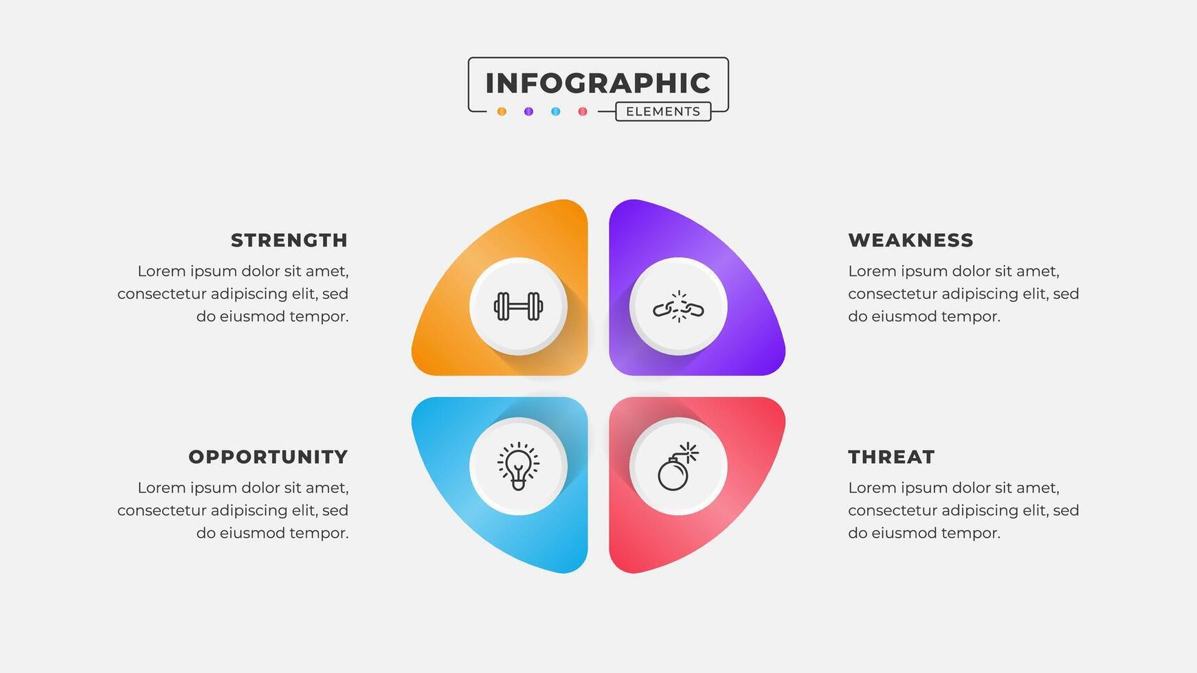 Swot analysis infographic template with icons vector