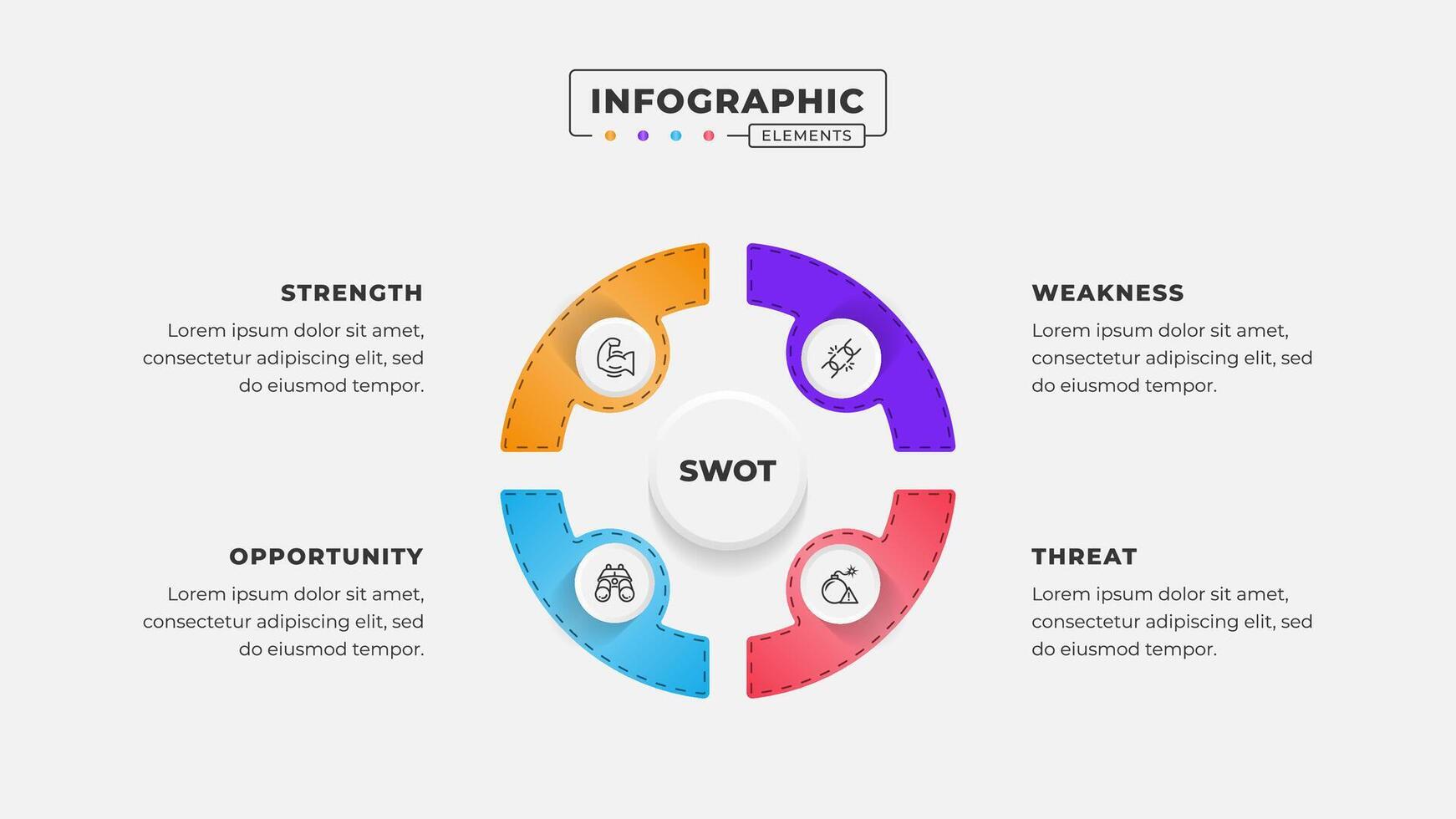 Swot analysis infographic template with icons vector