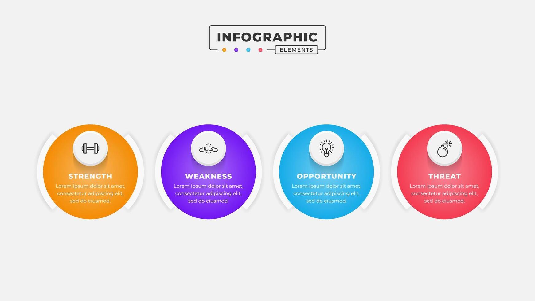 Swot analysis infographic template with icons vector