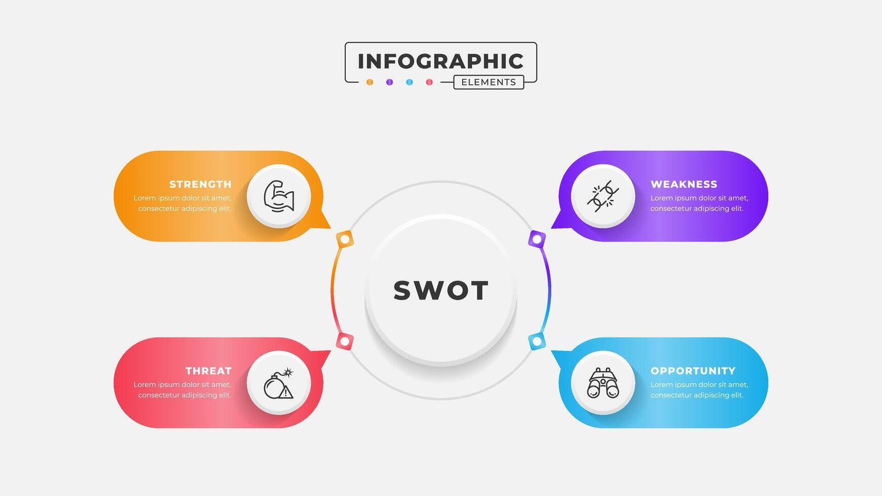 Swot analysis infographic template with icons vector