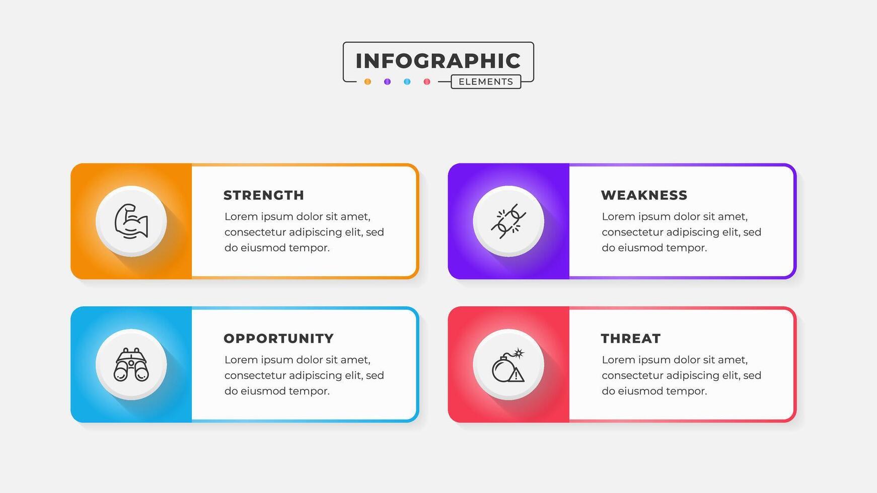 Swot analysis infographic template with icons vector