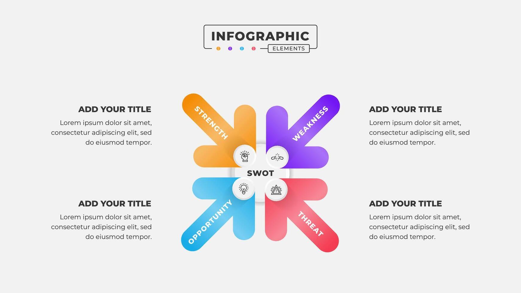Swot analysis infographic template with icons vector